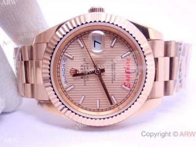 Replica Rolex Day-Date Rose Gold Striped Dial President Watch 40mm